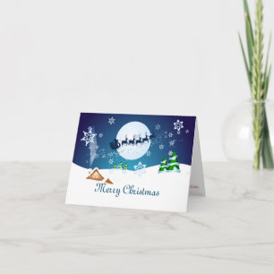 Cartes Pour Fêtes Annuelles Joyeux Noël Volant Père Noël & Rain Deers
