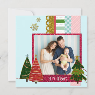 Cartes Pour Fêtes Annuelles Joyeux Noël Washi Bande photo personnalisée