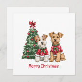 Cartes Pour Fêtes Annuelles Joyeux Noël Welsh Wire Fox Terrier Chiens (Devant / Derrière)