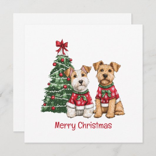 Cartes Pour Fêtes Annuelles Joyeux Noël Welsh Wire Fox Terrier Chiens (Devant / Derrière)