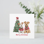 Cartes Pour Fêtes Annuelles Joyeux Noël Welsh Wire Fox Terrier Chiens (Debout devant)