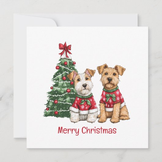 Cartes Pour Fêtes Annuelles Joyeux Noël Welsh Wire Fox Terrier Chiens (Devant)