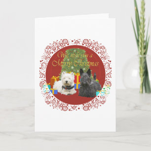 Cartes Pour Fêtes Annuelles Joyeux Noël Westie & Scottie