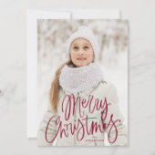 Cartes Pour Fêtes Annuelles Joyeux Noël Whimsical Cranberry Script Photo (Devant)