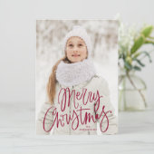 Cartes Pour Fêtes Annuelles Joyeux Noël Whimsical Cranberry Script Photo (Debout devant)
