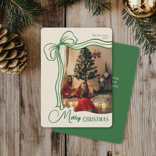 Cartes Pour Fêtes Annuelles Joyeux Noël Whimsical Main Draw Bow Photo