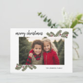 Cartes Pour Fêtes Annuelles Joyeux Noël Whimsical Pine Branches - 1 Photo (Debout devant)