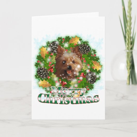 Cartes Pour Fêtes Annuelles Joyeux Noël Yorkie (Devant)