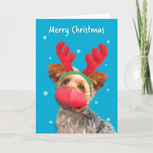 Cartes Pour Fêtes Annuelles Joyeux Noël Yorkie Dog dans le Humour du masque fa