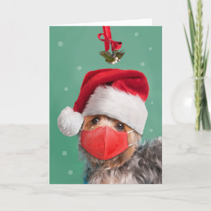 Cartes Pour Fêtes Annuelles Joyeux Noël Yorkshire Terrier dans le masque facia