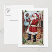 Cartes Pour Fêtes Annuelles Joyeux NoëlFille de Noël en bleu (Devant / Derrière)