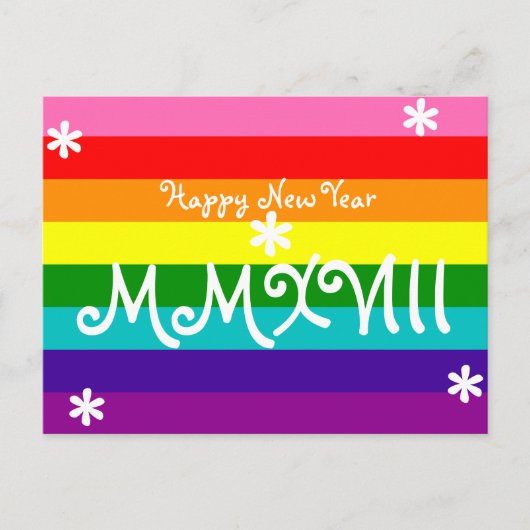 Cartes Pour Fêtes Annuelles Joyeux Nouvel An 2018 Rainbow LGBT chiffres romain (Devant)
