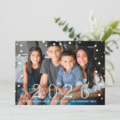 Cartes Pour Fêtes Annuelles Joyeux Nouvel An 2023 Black White Confetti Photo (Debout devant)