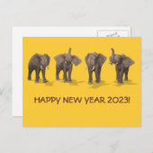 Cartes Pour Fêtes Annuelles Joyeux Nouvel An 2023 Eléphants (Devant / Derrière)