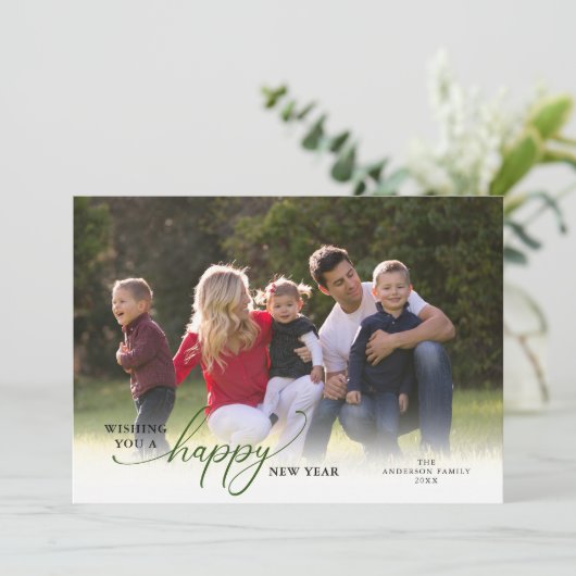 Cartes Pour Fêtes Annuelles Joyeux Nouvel An 2024 Élégant Script (Debout devant)