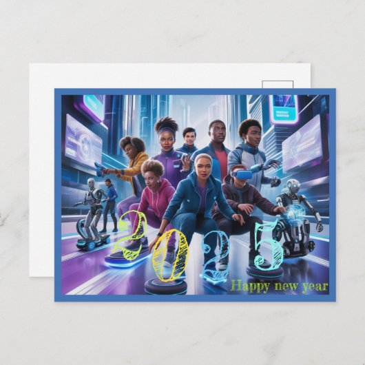 Cartes Pour Fêtes Annuelles Joyeux Nouvel An 2025 cadeau typographie (Devant / Derrière)