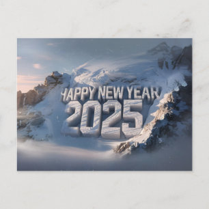 Cartes Pour Fêtes Annuelles Joyeux Nouvel An 2025 Snowy Mountain