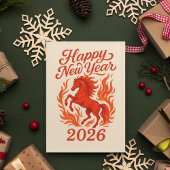 Cartes Pour Fêtes Annuelles Joyeux Nouvel An 2026 Cheval Fiery