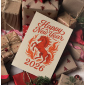 Cartes Pour Fêtes Annuelles Joyeux Nouvel An 2026 Cheval Fiery