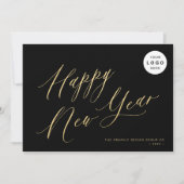 Cartes Pour Fêtes Annuelles Joyeux Nouvel An 2026 or script affaires LOGO (Devant)