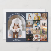 Cartes Pour Fêtes Annuelles Joyeux Nouvel An année en revue 15 photos bleu (Devant)
