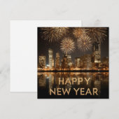 Cartes Pour Fêtes Annuelles "Joyeux Nouvel An" avec Feux d'Artifice au-dessus  (Devant / Derrière)