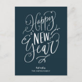 Cartes Pour Fêtes Annuelles Joyeux Nouvel An Bleu Script moderne non photo (Devant)