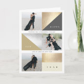Cartes Pour Fêtes Annuelles Joyeux Nouvel An Blocs d'huile d'or Stylish 3 Phot (Devant)