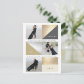 Cartes Pour Fêtes Annuelles Joyeux Nouvel An Blocs d'huile d'or Stylish 3 Phot (Debout devant)