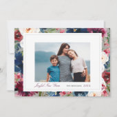 Cartes Pour Fêtes Annuelles Joyeux Nouvel An Bourgogne et photo florale de la (Devant)