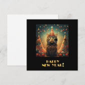Cartes Pour Fêtes Annuelles Joyeux Nouvel An Chat (Devant / Derrière)