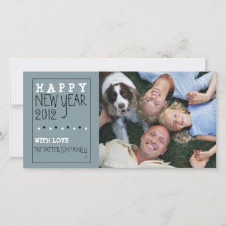 Cartes Pour Fêtes Annuelles Joyeux Nouvel An Fun Sketch Bleu noir blanc