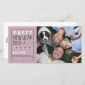 Cartes Pour Fêtes Annuelles Joyeux Nouvel An Fun Sketch violet noir blanc (Devant / Derrière)