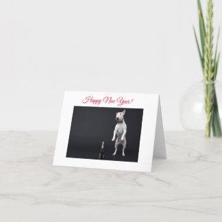 Cartes Pour Fêtes Annuelles Joyeux Nouvel An Jumping Terrier avec Champagne