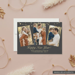 Cartes Pour Fêtes Annuelles Joyeux Nouvel An Lumières Photo de famille