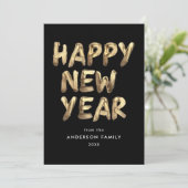 Cartes Pour Fêtes Annuelles Joyeux Nouvel An moderne Noir et Or Non-photo (Debout devant)
