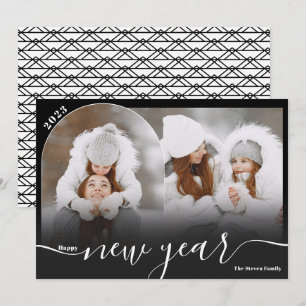 Cartes Pour Fêtes Annuelles Joyeux Nouvel An noir 2 photo arche superposition 