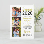 Cartes Pour Fêtes Annuelles Joyeux Nouvel An noir et or attendu en 2024 (Debout devant)