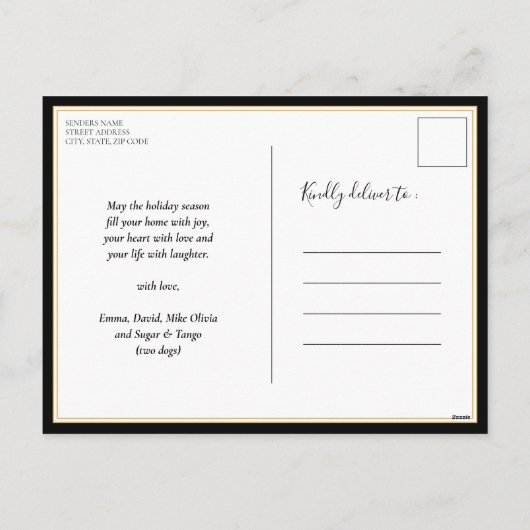 Cartes Pour Fêtes Annuelles Joyeux Nouvel An Noir Script Moderne Non Photo (Dos)