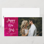 Cartes Pour Fêtes Annuelles Joyeux Nouvel An Peint Bright Script Photo (Devant / Derrière)