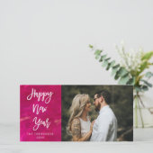 Cartes Pour Fêtes Annuelles Joyeux Nouvel An Peint Bright Script Photo (Debout devant)