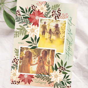 Cartes Pour Fêtes Annuelles Joyeux Nouvel An Poinsettia Multi Photo