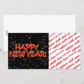 Cartes Pour Fêtes Annuelles Joyeux Nouvel An Red Text avec Confetti (Devant / Derrière)