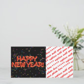 Cartes Pour Fêtes Annuelles Joyeux Nouvel An Red Text avec Confetti (Debout devant)