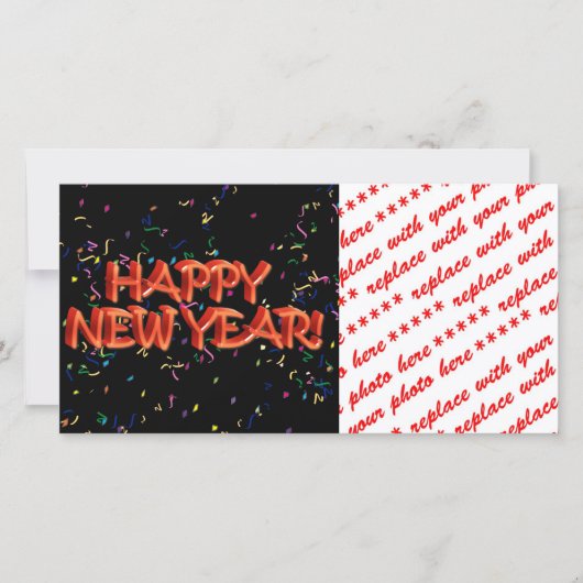 Cartes Pour Fêtes Annuelles Joyeux Nouvel An Red Text avec Confetti (Devant)