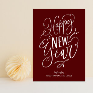 Cartes Pour Fêtes Annuelles Joyeux Nouvel An Rouge Script Moderne