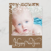 Cartes Pour Fêtes Annuelles Joyeux Nouvel An Rustique Bois Étoiles Étincelles (Devant / Derrière)