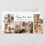 Cartes Pour Fêtes Annuelles Joyeux Nouvel An Script minimal Multi Photo Holida (Devant / Derrière)