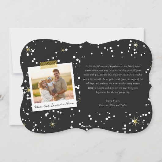 Cartes Pour Fêtes Annuelles Joyeux Nouvel An Script moderne Gold Starburst Pho (Dos)