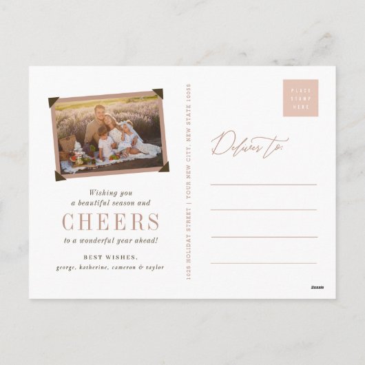 Cartes Pour Fêtes Annuelles Joyeux Nouvel An Script moderne Gold Starburst Pho (Dos)